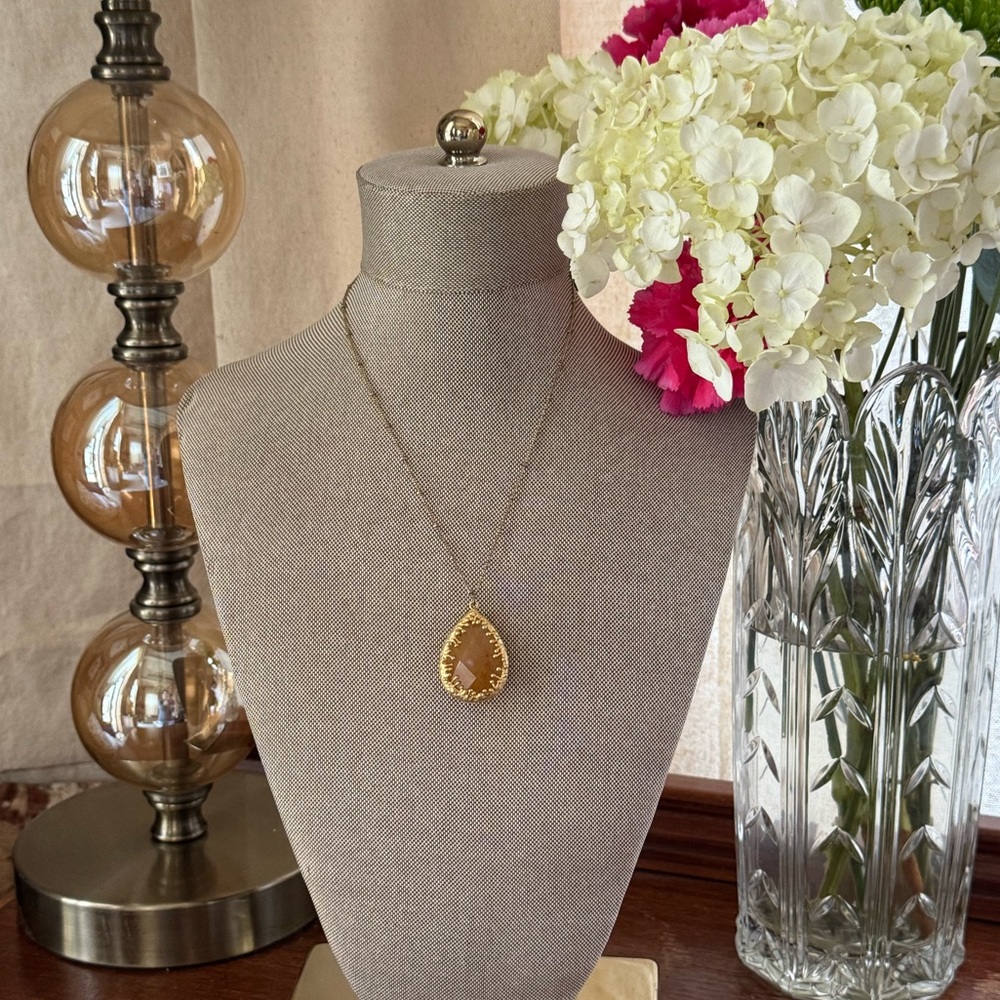Elegant Gold and Agate Teardrop Pendant Necklace